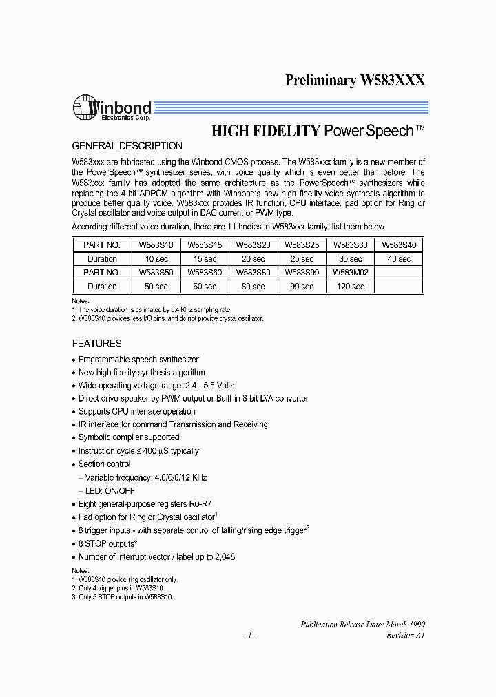 W583S10_182785.PDF Datasheet