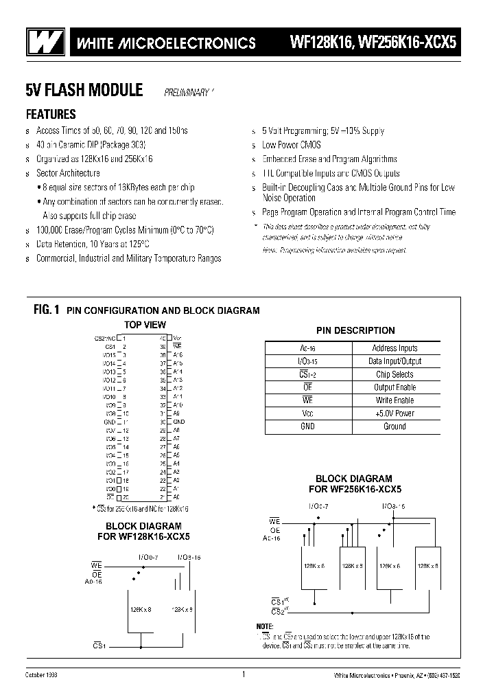 WF256K16-50CQ5A_688946.PDF Datasheet
