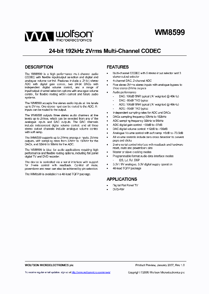 WM8599SEFTRV_637725.PDF Datasheet