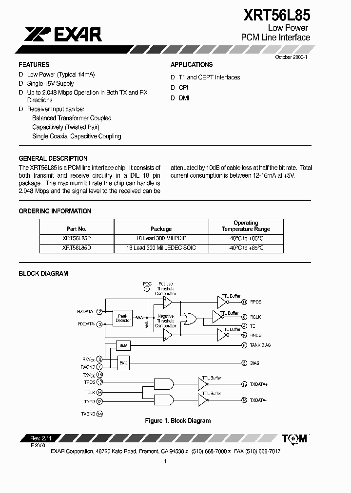 XRT56L85_628024.PDF Datasheet