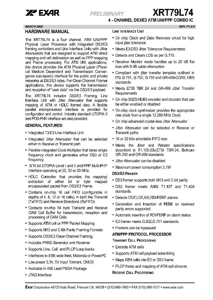 XRT79L74IB_627843.PDF Datasheet