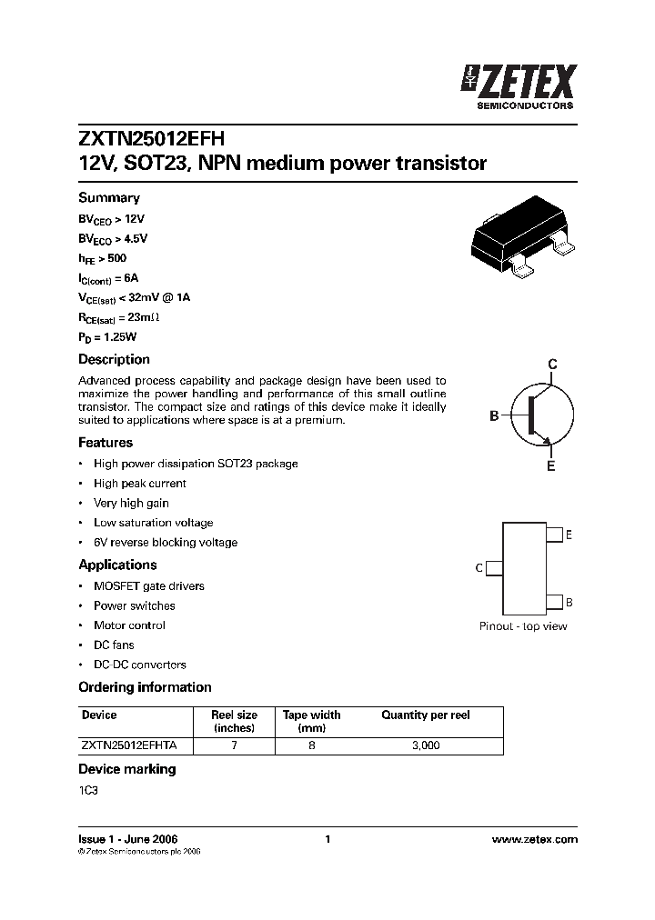 ZXTN25012EFH_685329.PDF Datasheet
