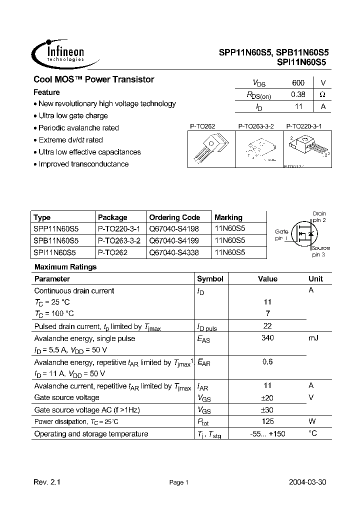 11N60S5_916727.PDF Datasheet