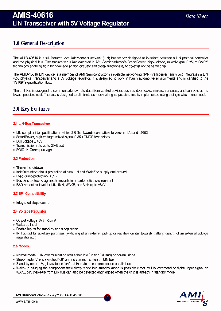 AMIS-40616_1017864.PDF Datasheet