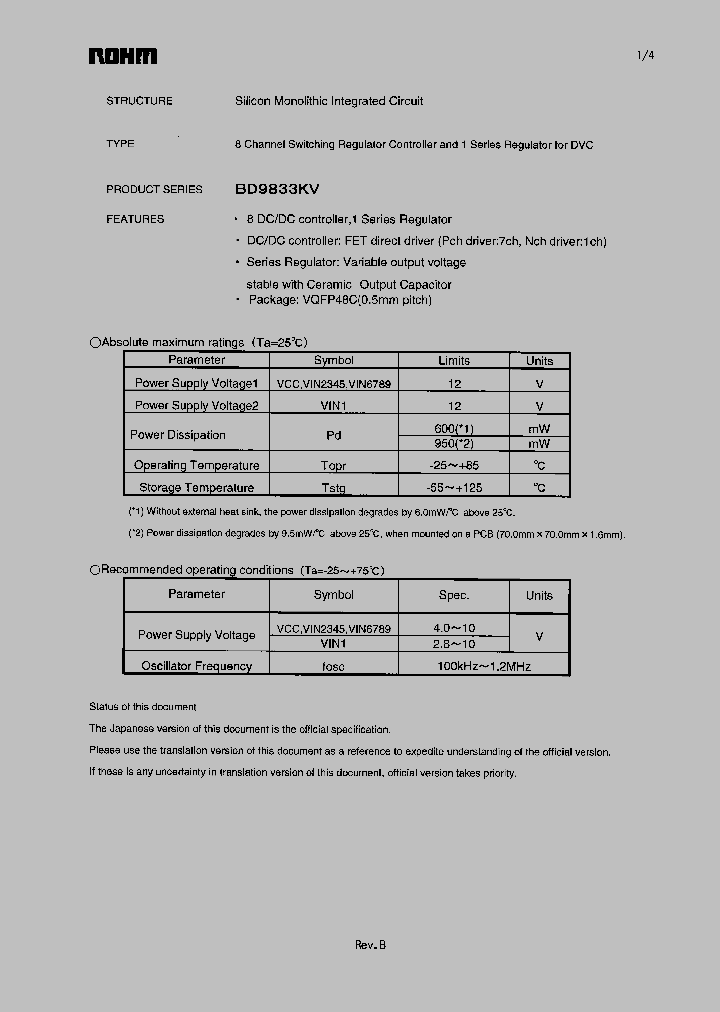 BD9833KV_825109.PDF Datasheet