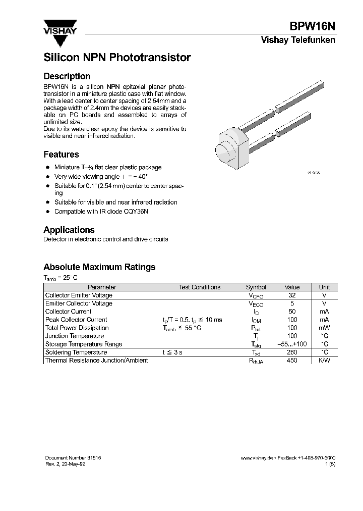 BPW16N_937289.PDF Datasheet