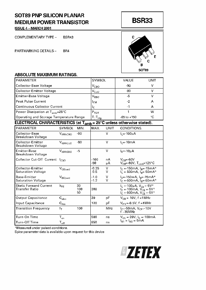 BSR33_828889.PDF Datasheet