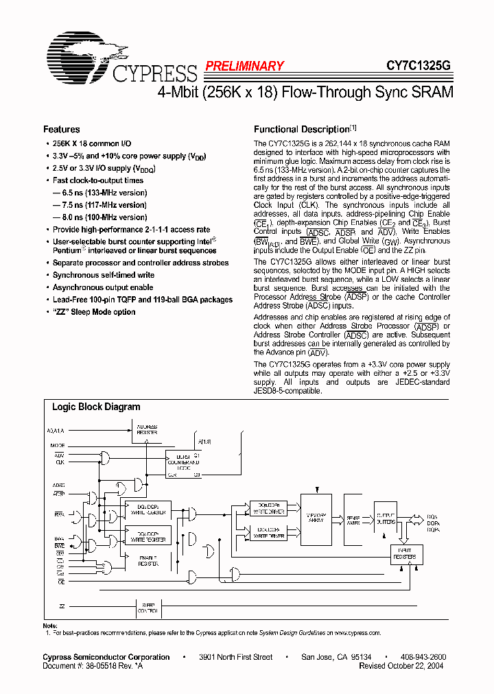 CY7C1325G-133BGXC_674335.PDF Datasheet