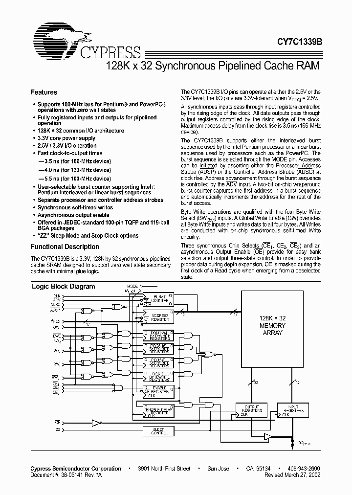 CY7C1339B-100BGC_656020.PDF Datasheet