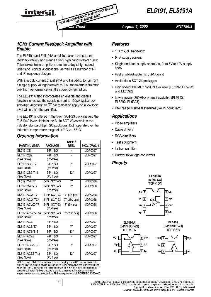 EL5191ACSZ_830633.PDF Datasheet