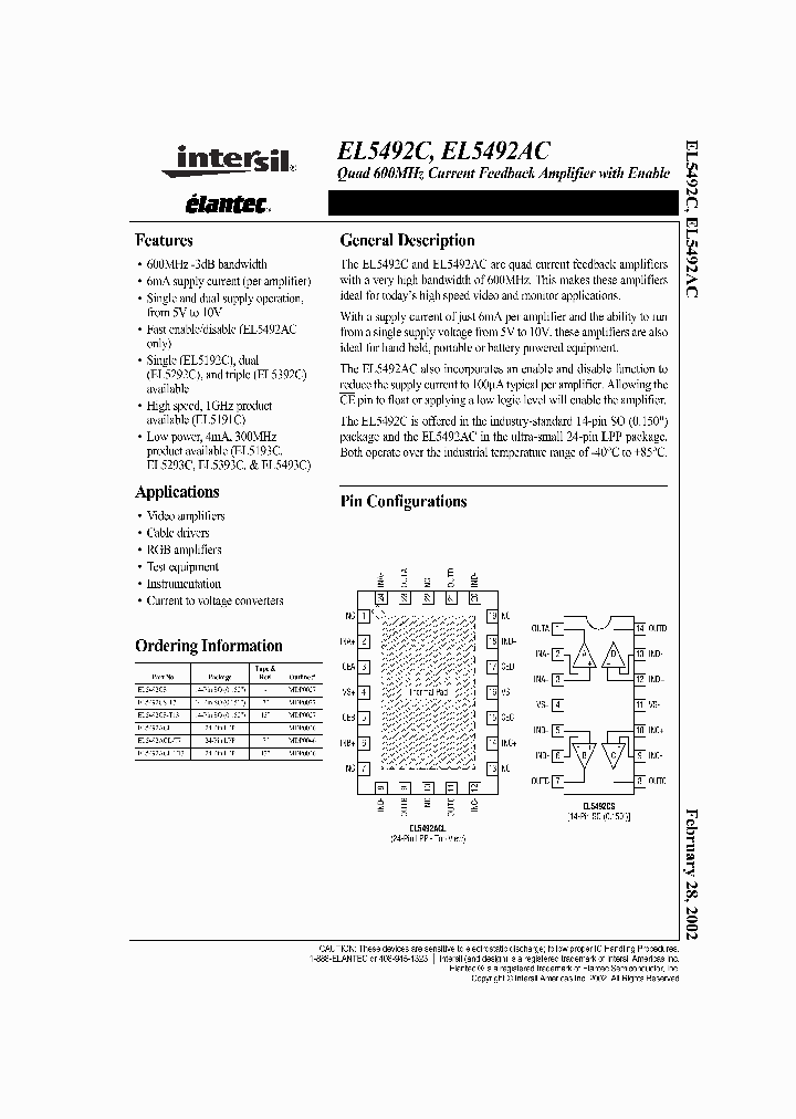 EL5492ACL_909502.PDF Datasheet