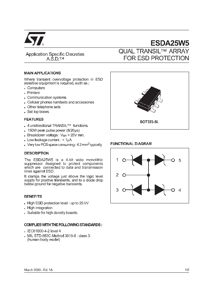 ESDA25W5_960210.PDF Datasheet