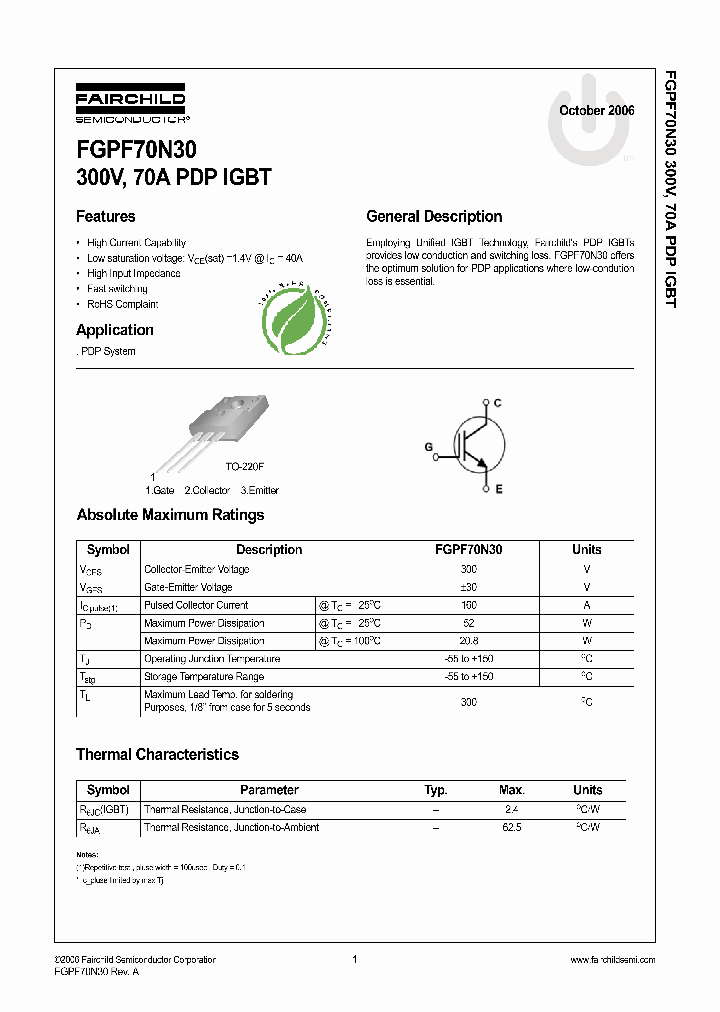 FGPF70N30TU_1116007.PDF Datasheet
