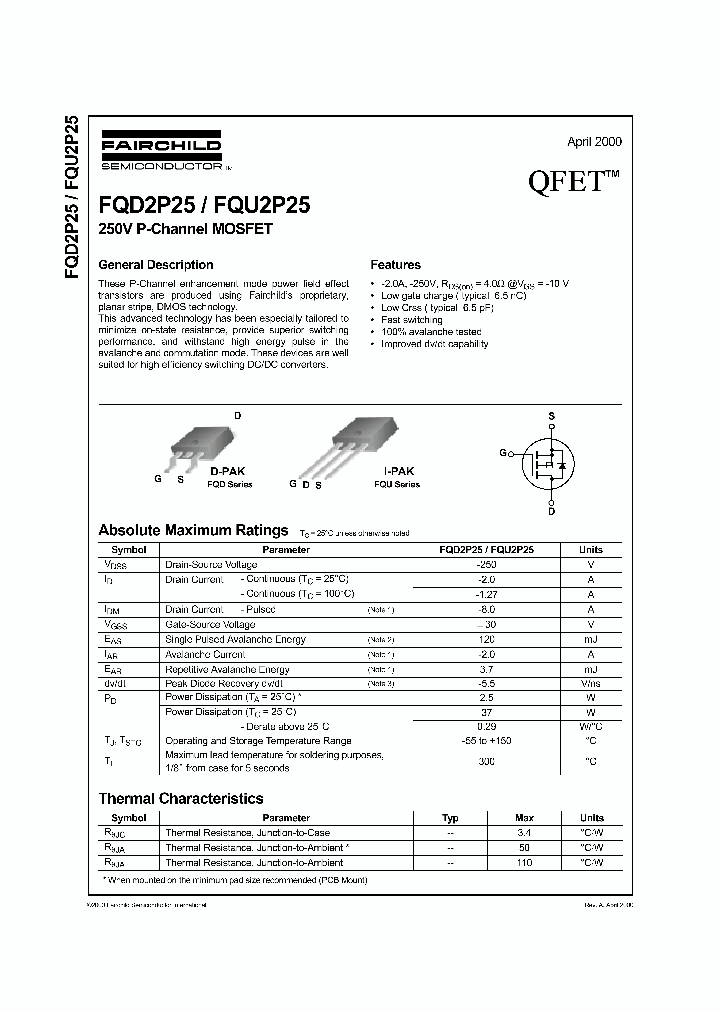 FQU2P25_871222.PDF Datasheet