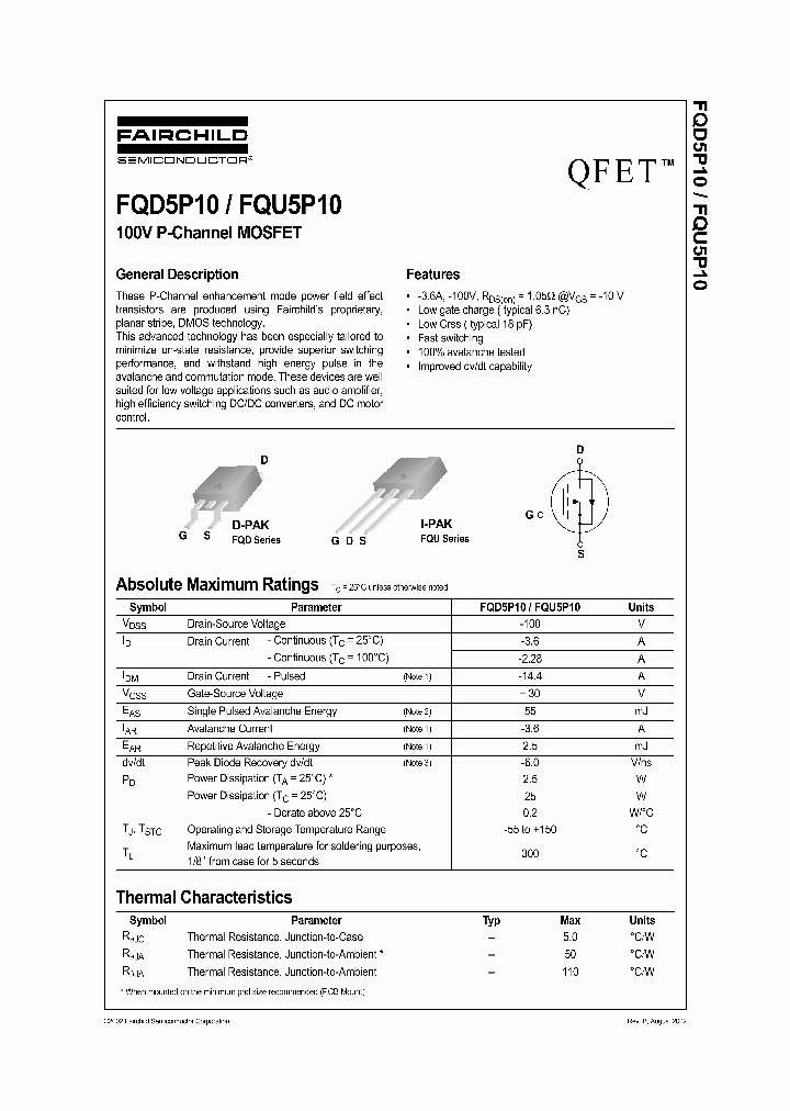 FQU5P10_871225.PDF Datasheet