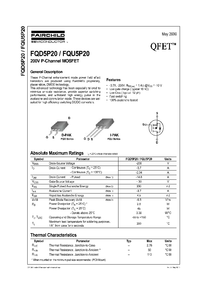 FQU5P20_871226.PDF Datasheet