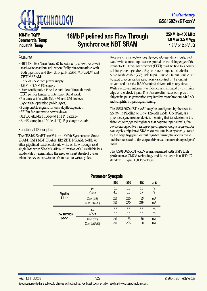 GS8160Z18BT-250V_626092.PDF Datasheet