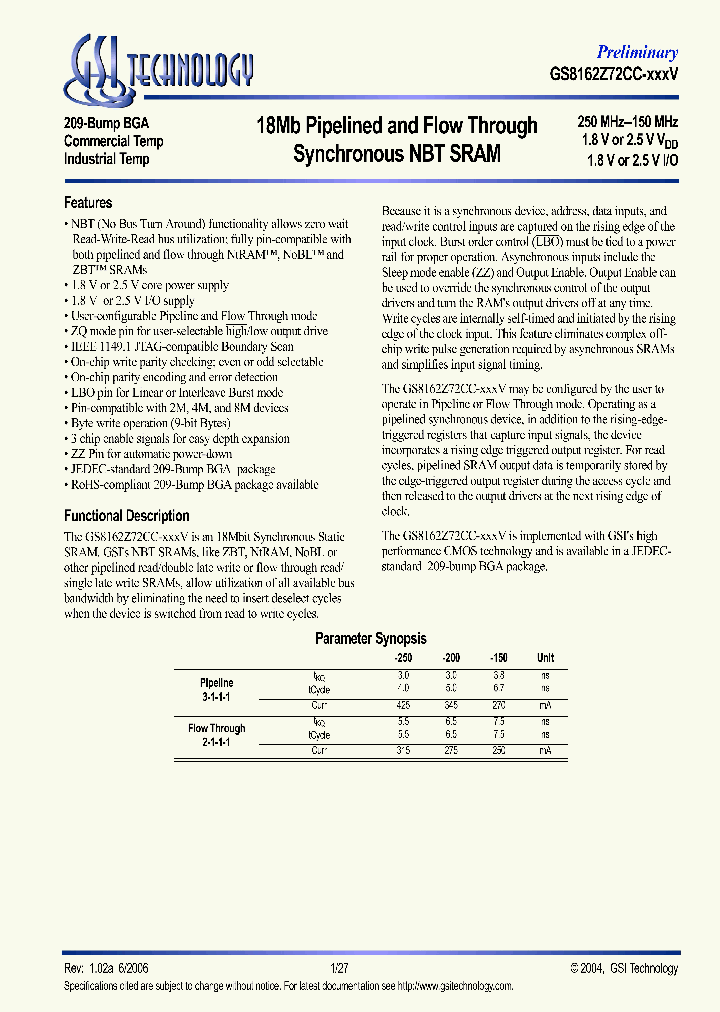 GS8162Z72CC-200IV_625521.PDF Datasheet