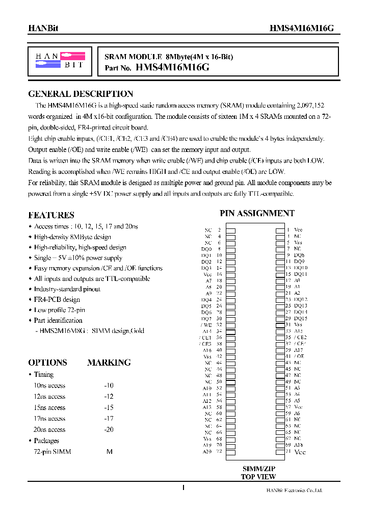 HMS4M16M16G-10_632943.PDF Datasheet