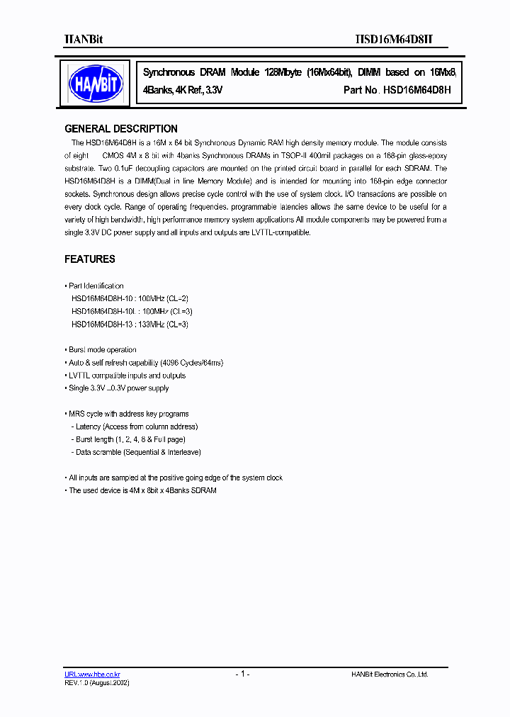 HSD16M64D8H-10_630096.PDF Datasheet