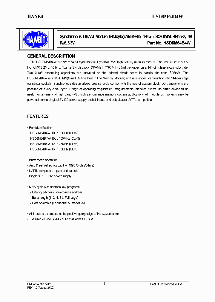 HSD8M64B4W-10_632838.PDF Datasheet