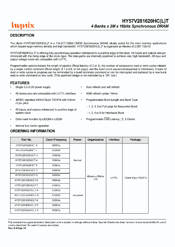 HY57V281620HCT-6_611887.PDF Datasheet