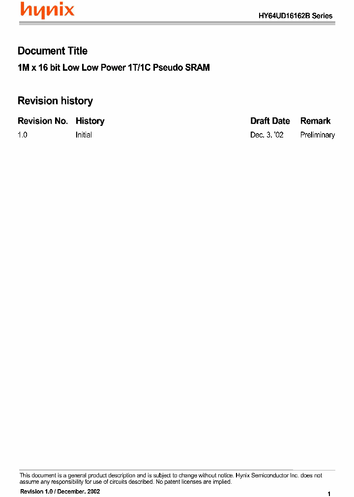 HY64UD16162B_676475.PDF Datasheet