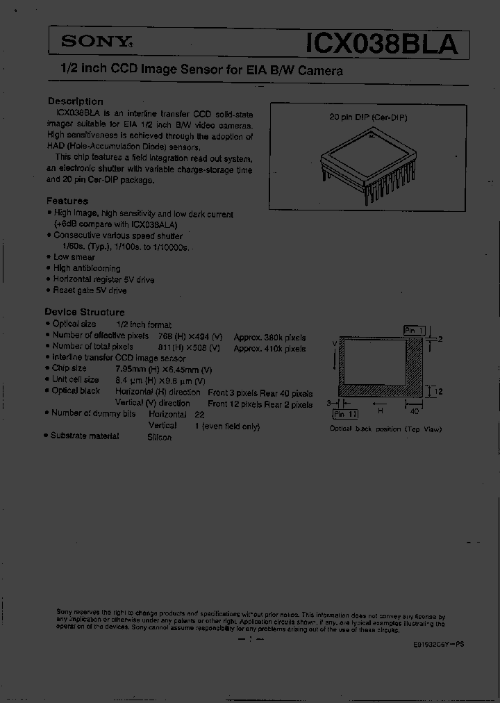 ICX038BLA_603705.PDF Datasheet
