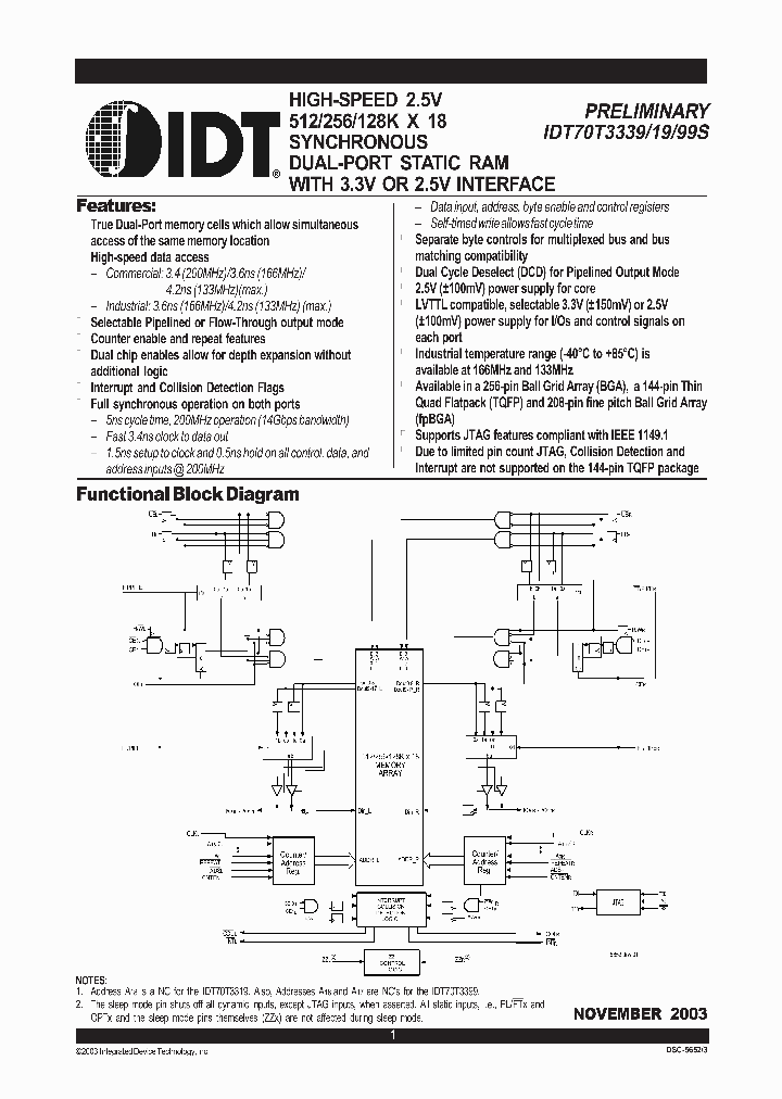 IDT70T3319S133BC_654643.PDF Datasheet