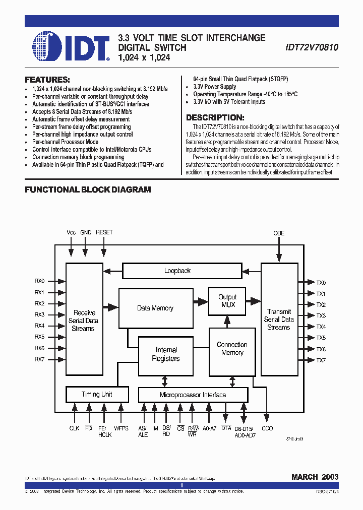 IDT72V70810_673783.PDF Datasheet