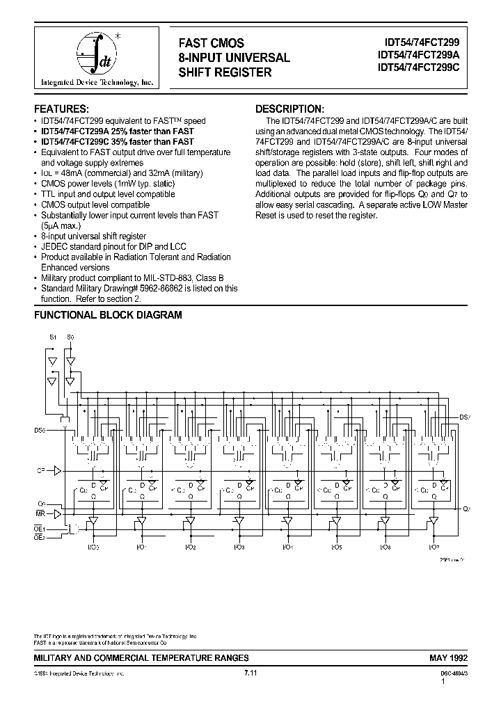 IDT74FCT299A_779935.PDF Datasheet