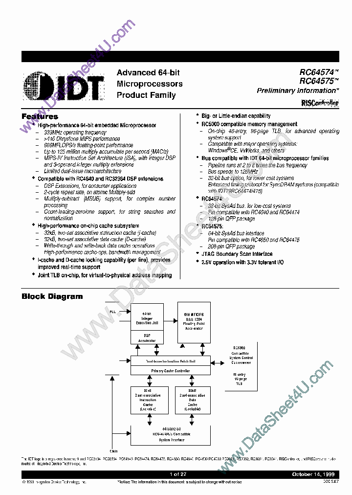 IDT79RC64574_901188.PDF Datasheet