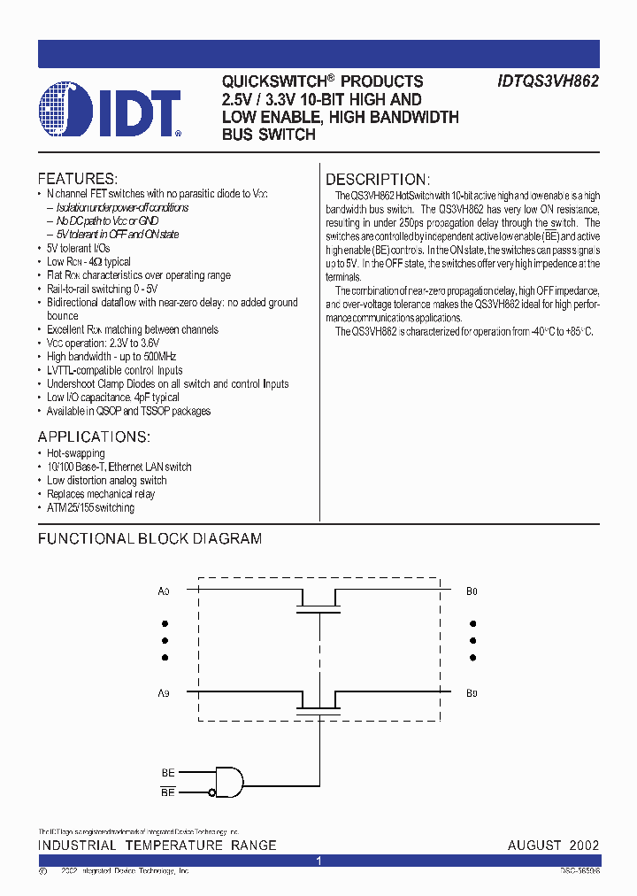 IDTQS3VH862_659068.PDF Datasheet