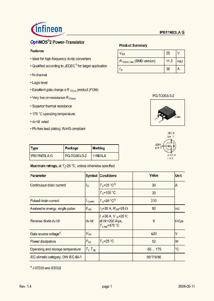 IPB11N03LAG_657094.PDF Datasheet