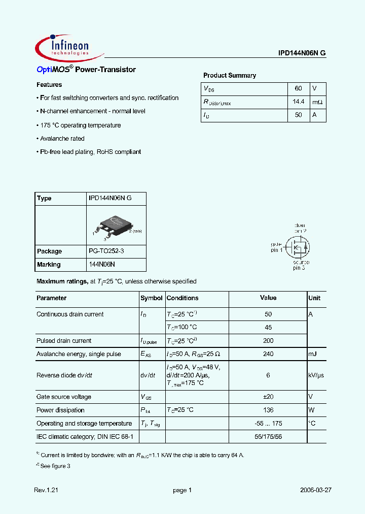 IPD144N06NG_657141.PDF Datasheet
