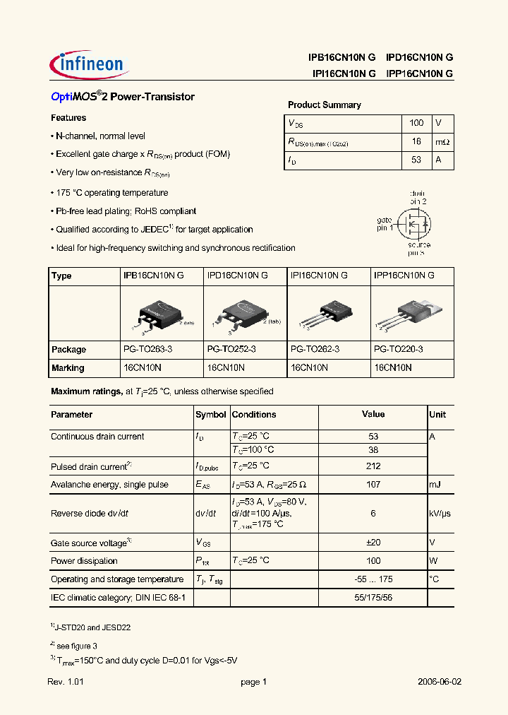 IPB16CN10NG_657801.PDF Datasheet