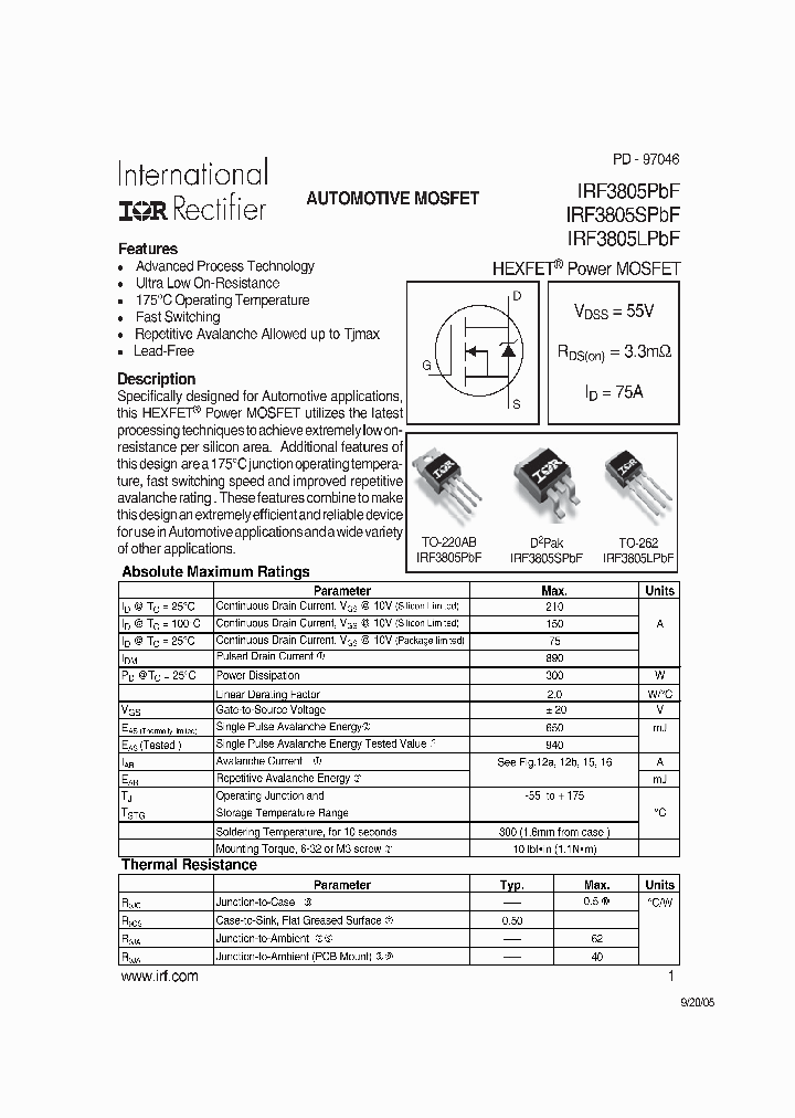 IRF3805LPBF_912704.PDF Datasheet