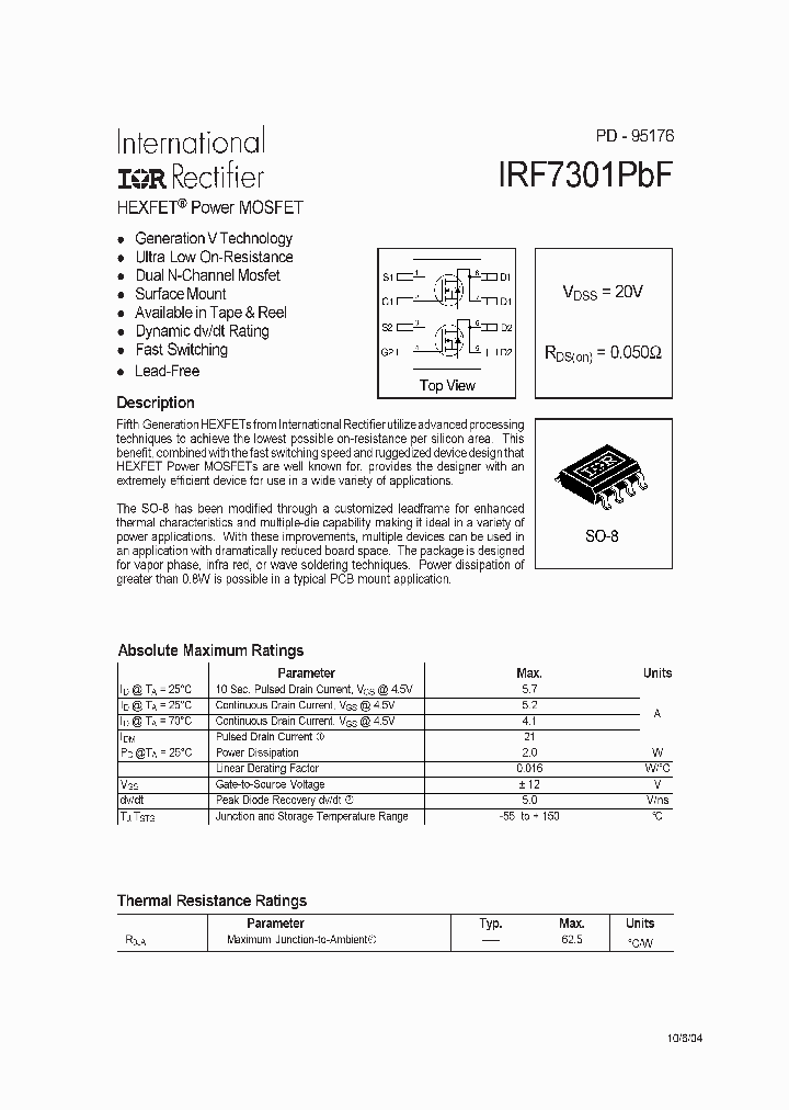 IRF7301PBF_709766.PDF Datasheet