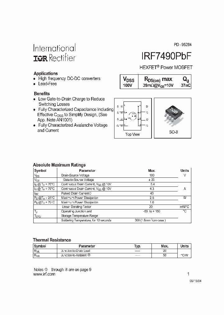 IRF7490PBF_709460.PDF Datasheet