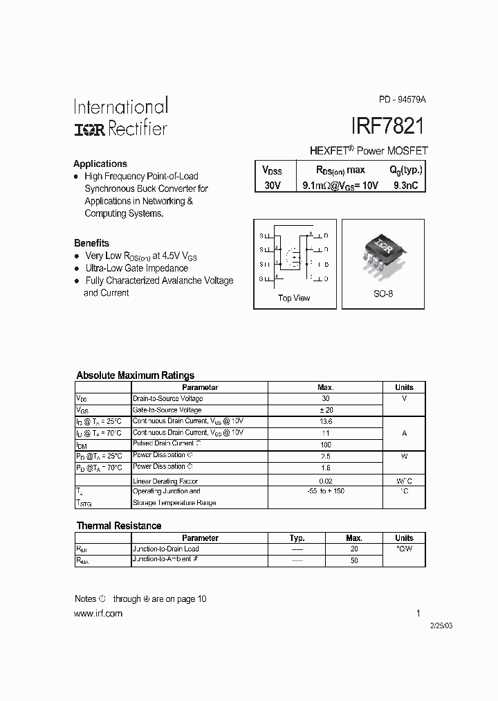 IRF7821_1017686.PDF Datasheet