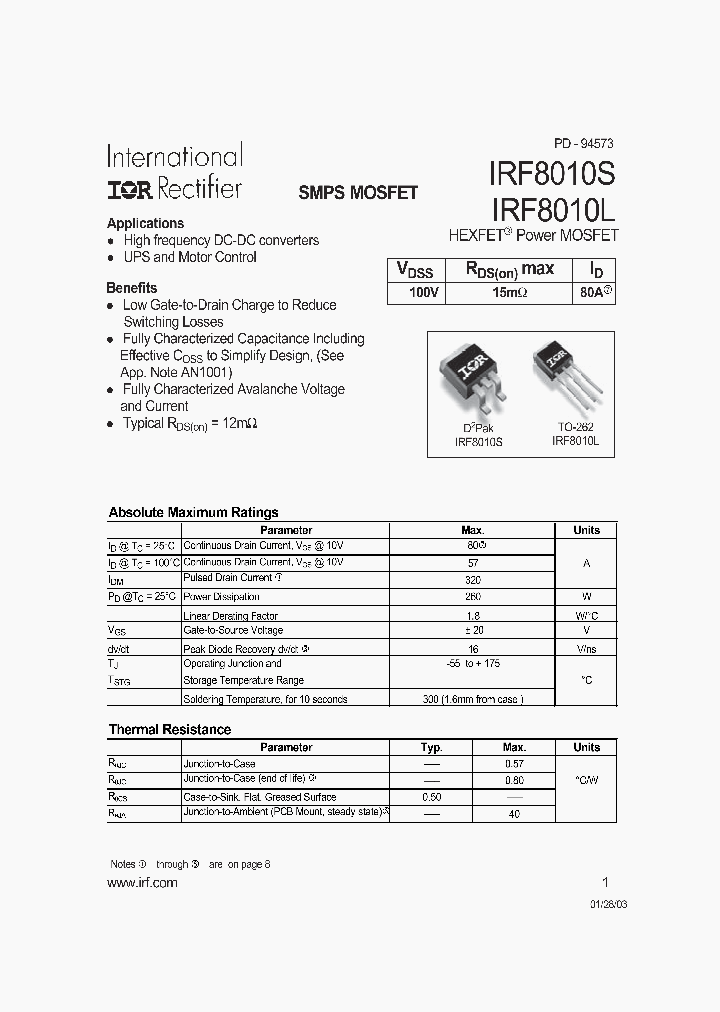 IRF8010L_922540.PDF Datasheet