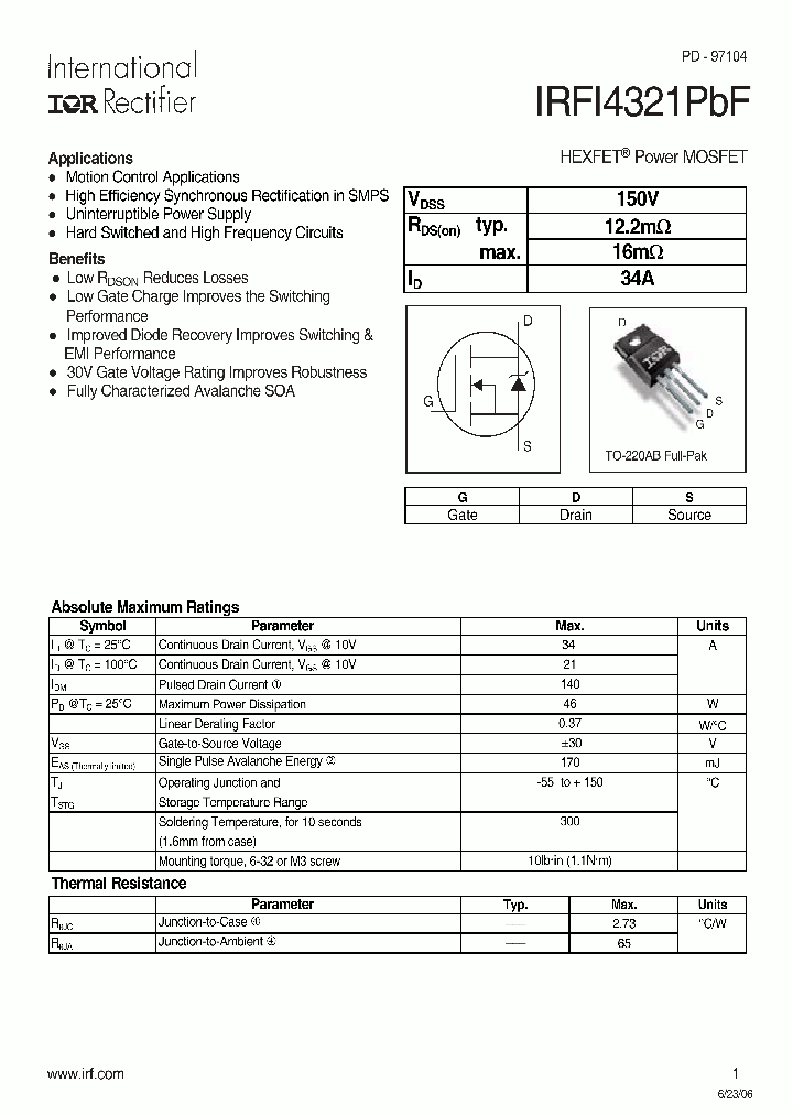 IRFI4321PBF_952096.PDF Datasheet