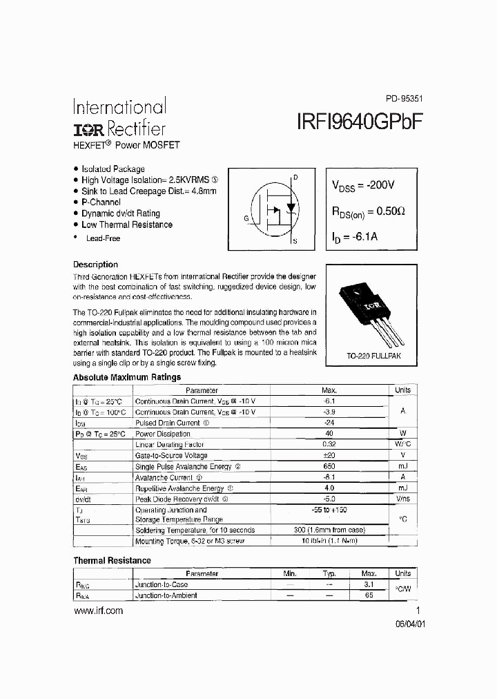 IRFI9640GPBF_1016158.PDF Datasheet