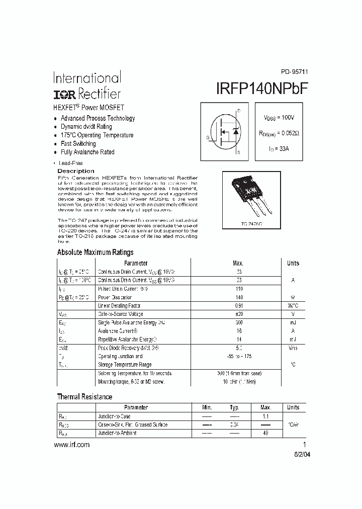 IRFP140NPBF_602718.PDF Datasheet