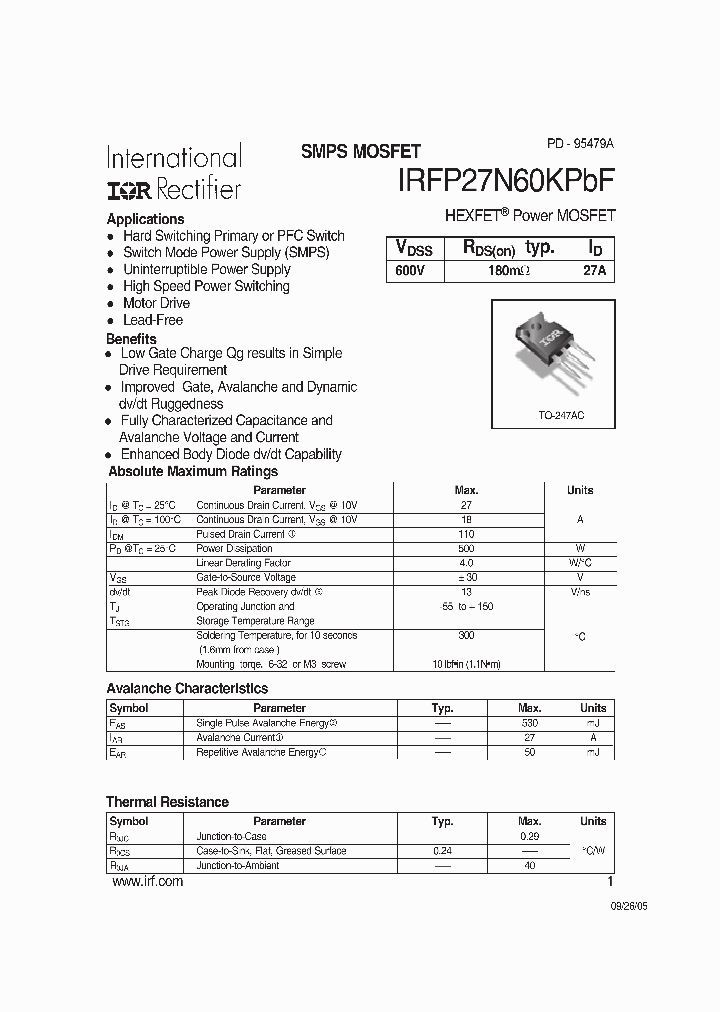 IRFP27N60KPBF_609500.PDF Datasheet