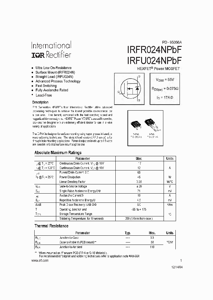 IRFU024NPBF_609049.PDF Datasheet