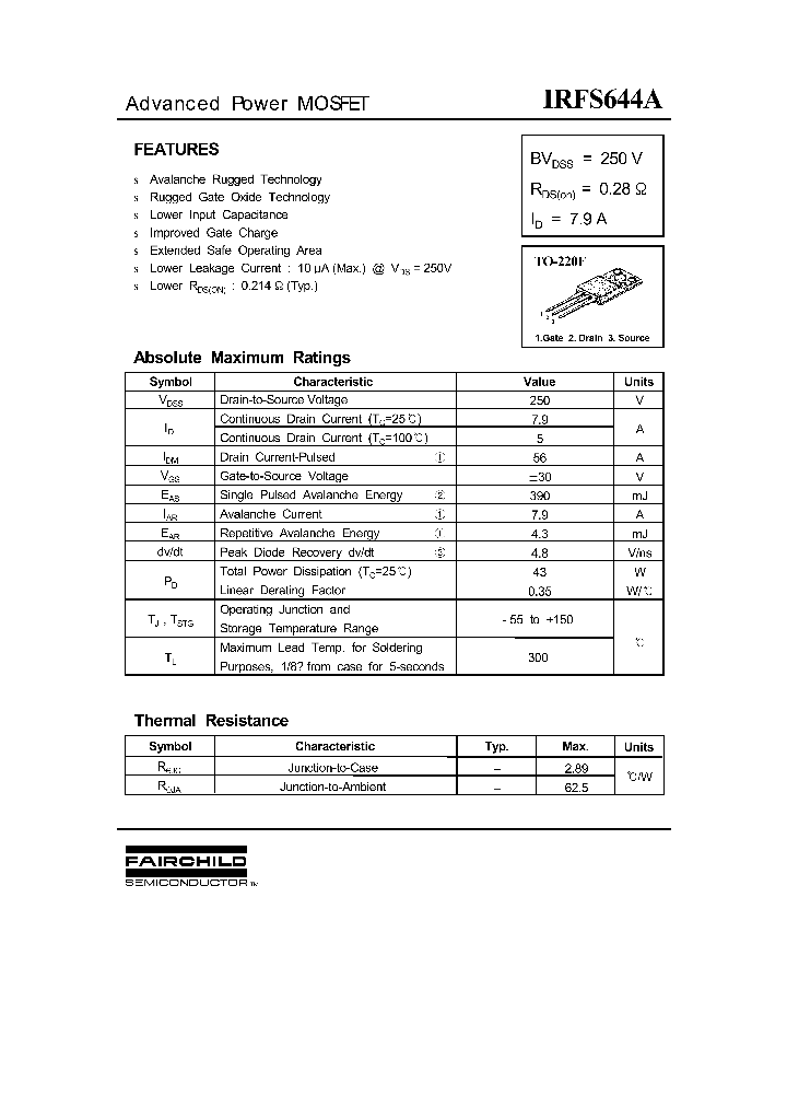 IRFS644A_716489.PDF Datasheet