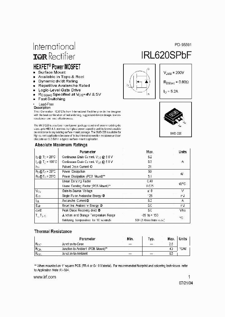 IRL620SPBF_773952.PDF Datasheet