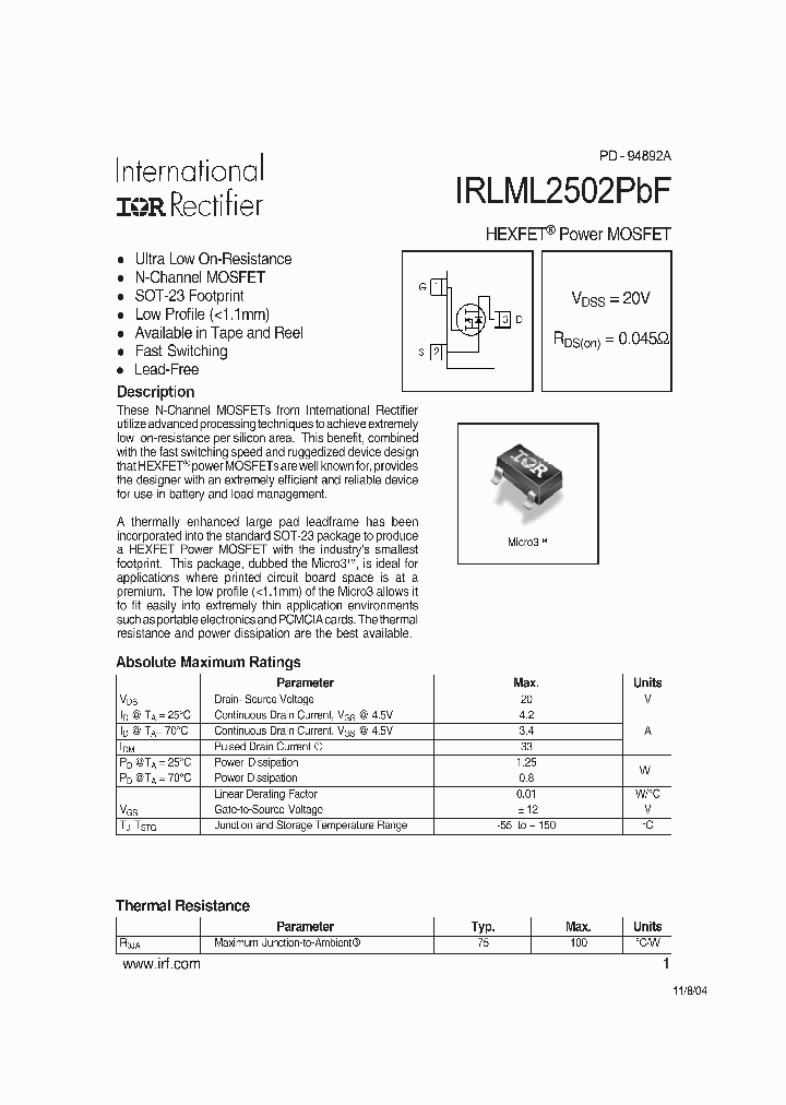 IRLML2502PBF_709343.PDF Datasheet