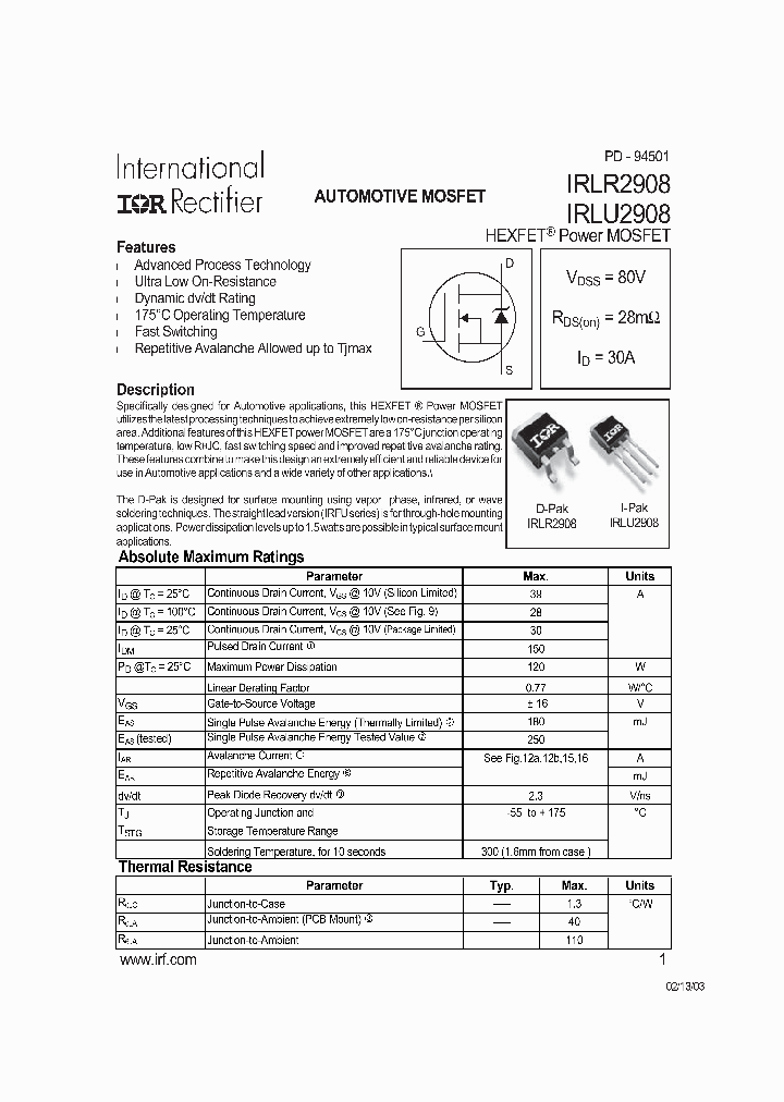 IRLR2908_625304.PDF Datasheet